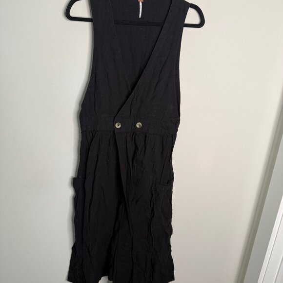 Free People Women's Black Diana V Neck‎ Midi Wrap Dress - Size M Medium - Picture 2 of 7